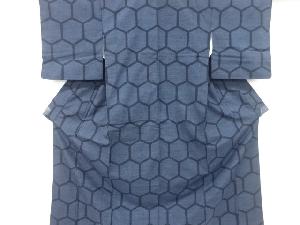 亀甲模様織り出し十日町紬着物